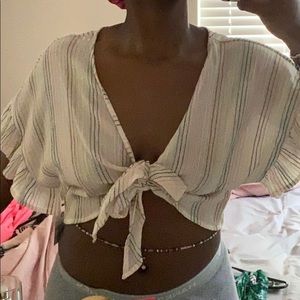 robbed tie up crop top with different colors